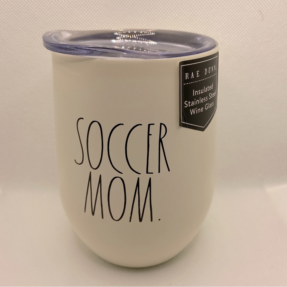 Rae Dunn ‘Soccer Mom’ Insulated Stainless Steel Wine Tumbler with lid, NWT